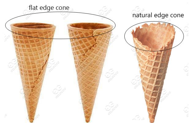 Flat and Natural Edge Ice Cream Waffle Cones